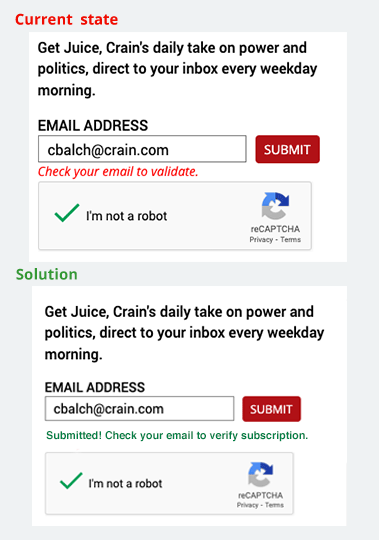 in article sign up boxes - examples of before and after