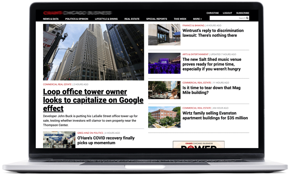 screenshot of website